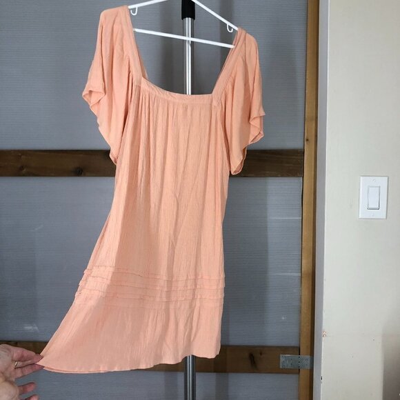 Koy RESORT Miami Square Neck Short Sleeve Crinkle Dress in Blush Sz S - Picture 3 of 7